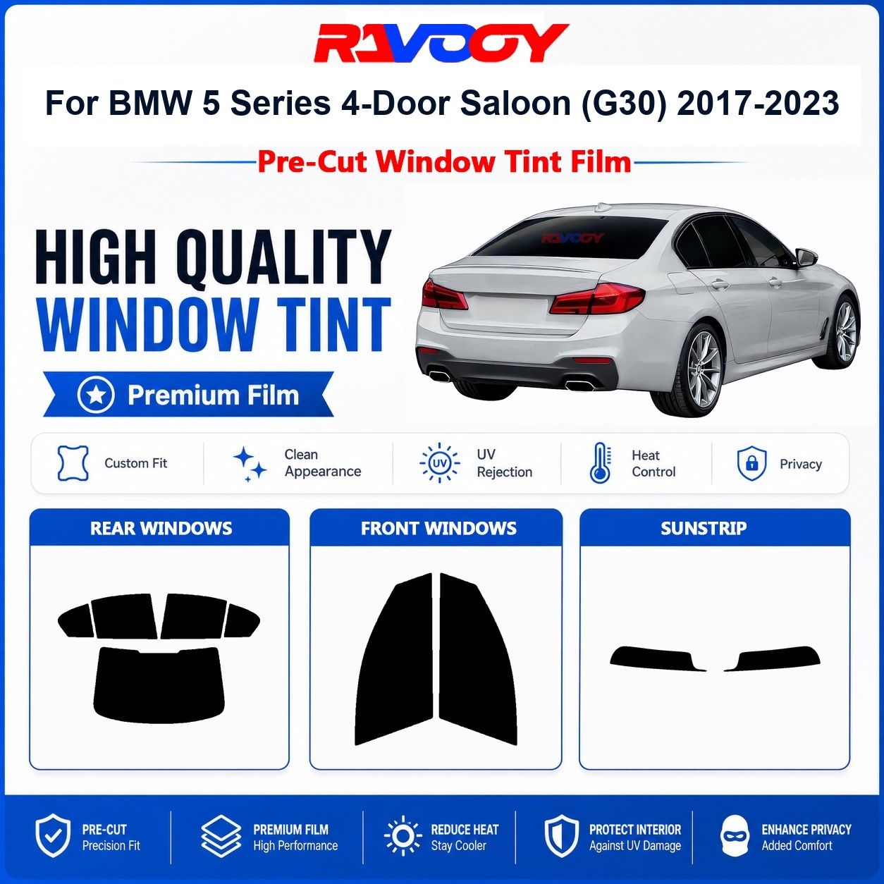 Privacy Screen Protector - Premium voorgeknipte raamfolie voor BMW 5