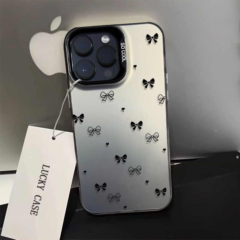 Apple Iphone 16 - Minimalistische Zwarte Telefoonhoes met Vlinderstrik voor